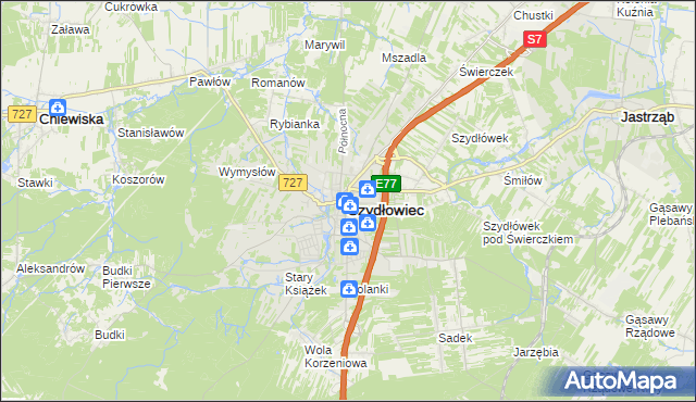 mapa Szydłowiec, Szydłowiec na mapie Targeo