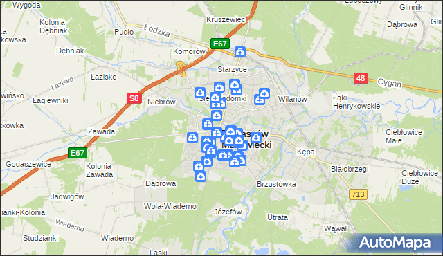 mapa Tomaszów Mazowiecki, Tomaszów Mazowiecki na mapie Targeo