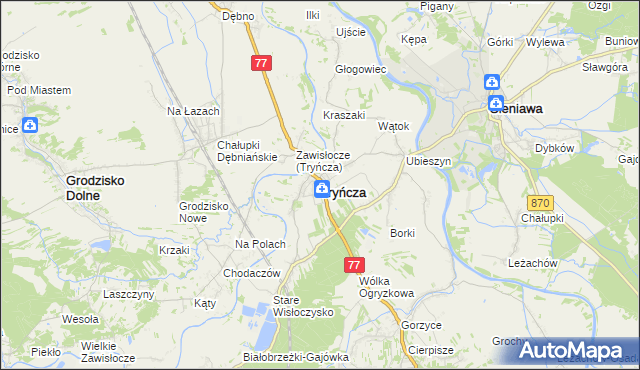 mapa Tryńcza, Tryńcza na mapie Targeo