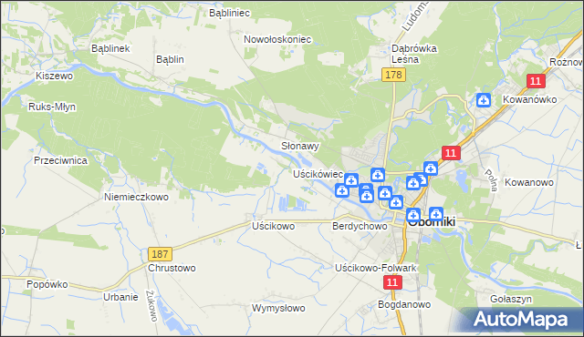 mapa Uścikówiec, Uścikówiec na mapie Targeo