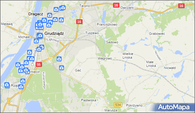 mapa Węgrowo, Węgrowo na mapie Targeo