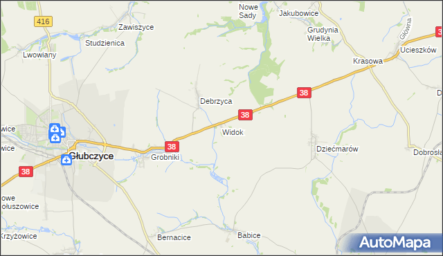 mapa Widok gmina Głubczyce, Widok gmina Głubczyce na mapie Targeo