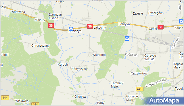 mapa Wierzbno gmina Odolanów, Wierzbno gmina Odolanów na mapie Targeo