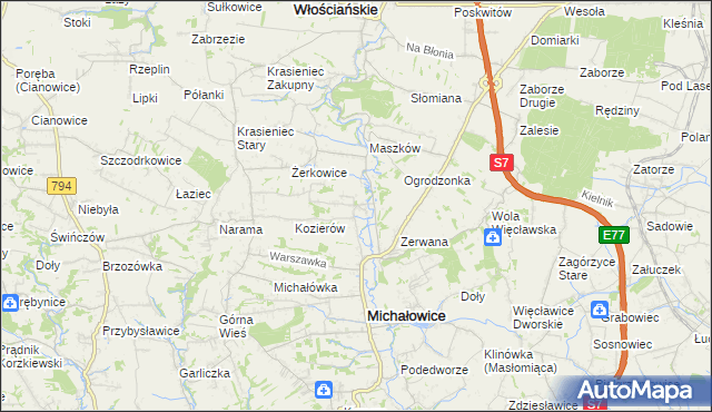 mapa Wilczkowice gmina Michałowice, Wilczkowice gmina Michałowice na mapie Targeo