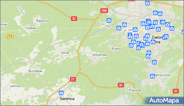 mapa Wilkanowo gmina Świdnica, Wilkanowo gmina Świdnica na mapie Targeo