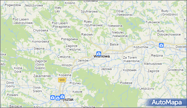 mapa Wiśniowa powiat strzyżowski, Wiśniowa powiat strzyżowski na mapie Targeo