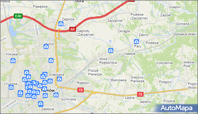 mapa Wola Rzędzińska, Wola Rzędzińska na mapie Targeo