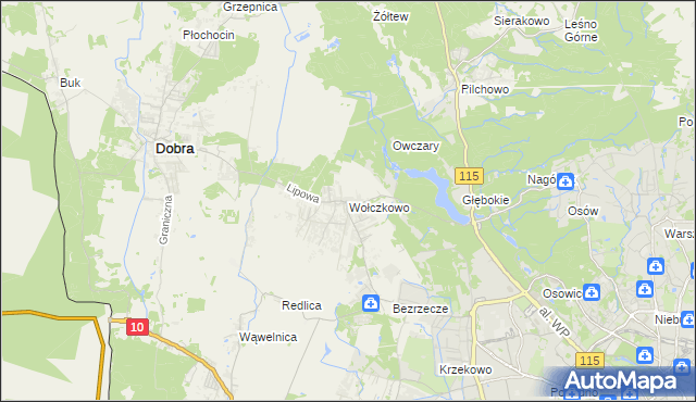 mapa Wołczkowo, Wołczkowo na mapie Targeo