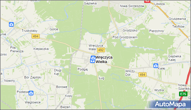 mapa Wręczyca Wielka, Wręczyca Wielka na mapie Targeo