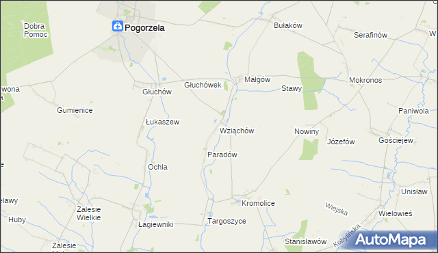 mapa Wziąchów, Wziąchów na mapie Targeo