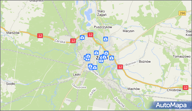 mapa Żagań, Żagań na mapie Targeo
