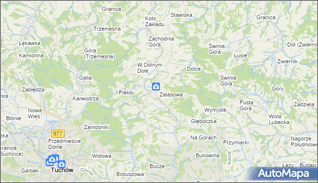 mapa Zalasowa, Zalasowa na mapie Targeo