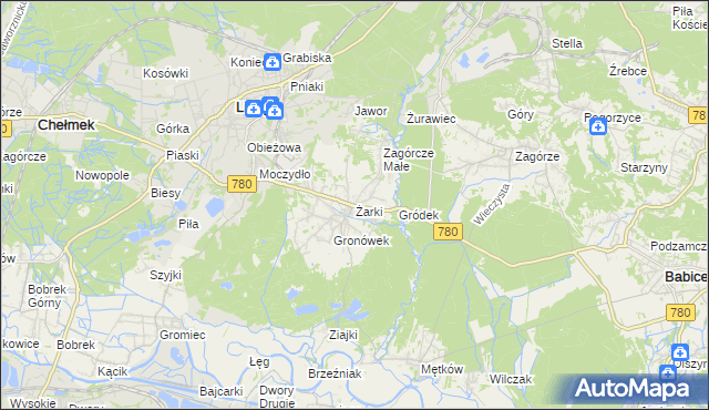 mapa Żarki gmina Libiąż, Żarki gmina Libiąż na mapie Targeo