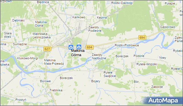 mapa Zawisty Nadbużne, Zawisty Nadbużne na mapie Targeo