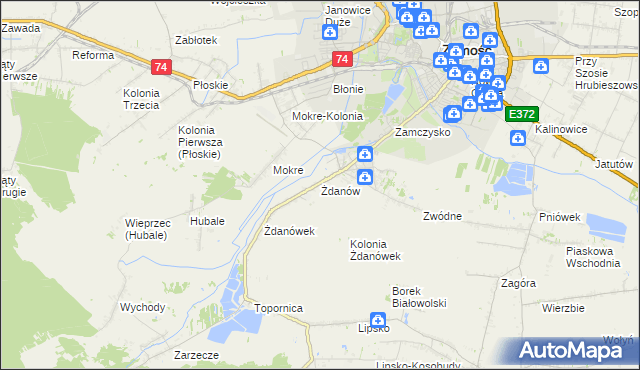 mapa Żdanów gmina Zamość, Żdanów gmina Zamość na mapie Targeo