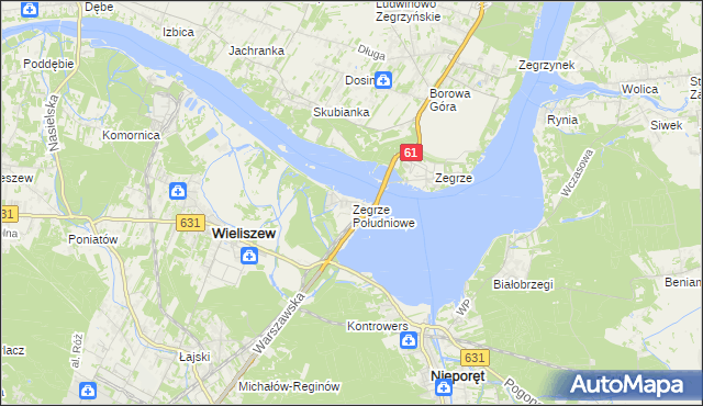 mapa Zegrze Południowe, Zegrze Południowe na mapie Targeo