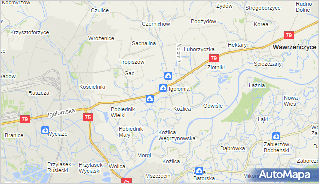 mapa Zofipole gmina Igołomia-Wawrzeńczyce, Zofipole gmina Igołomia-Wawrzeńczyce na mapie Targeo