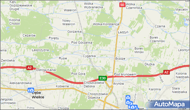 mapa Żuków gmina Mińsk Mazowiecki, Żuków gmina Mińsk Mazowiecki na mapie Targeo