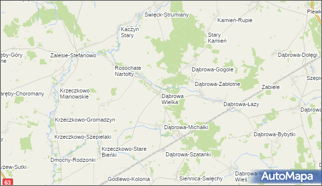 mapa Dąbrowa Wielka gmina Czyżew, Dąbrowa Wielka gmina Czyżew na mapie Targeo