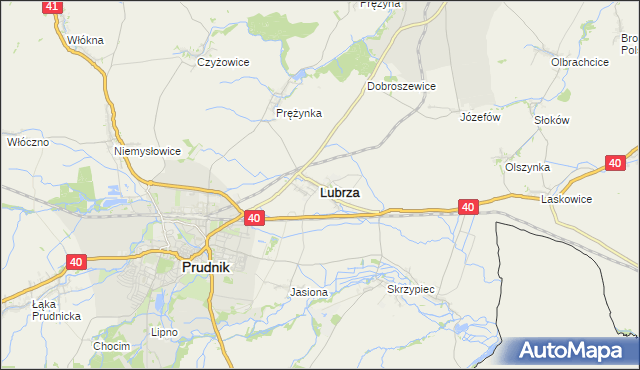 mapa Lubrza powiat prudnicki, Lubrza powiat prudnicki na mapie Targeo