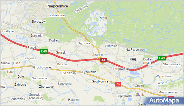 mapa Szarów gmina Kłaj, Szarów gmina Kłaj na mapie Targeo