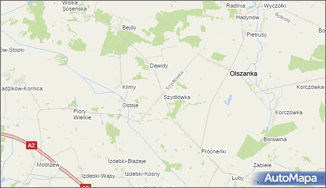 mapa Szydłówka gmina Olszanka, Szydłówka gmina Olszanka na mapie Targeo