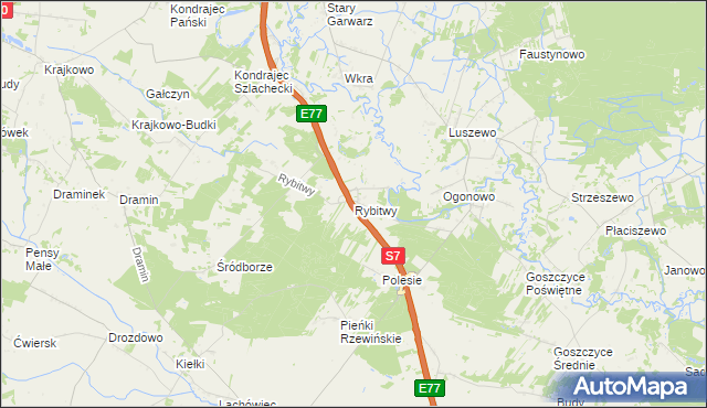 mapa Rybitwy gmina Baboszewo, Rybitwy gmina Baboszewo na mapie Targeo