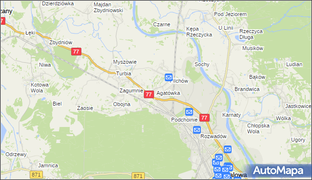 mapa Agatówka gmina Zaleszany, Agatówka gmina Zaleszany na mapie Targeo