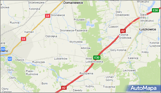 mapa Albinów gmina Głowno, Albinów gmina Głowno na mapie Targeo