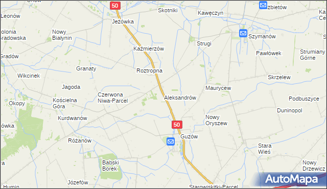 mapa Aleksandrów gmina Wiskitki, Aleksandrów gmina Wiskitki na mapie Targeo