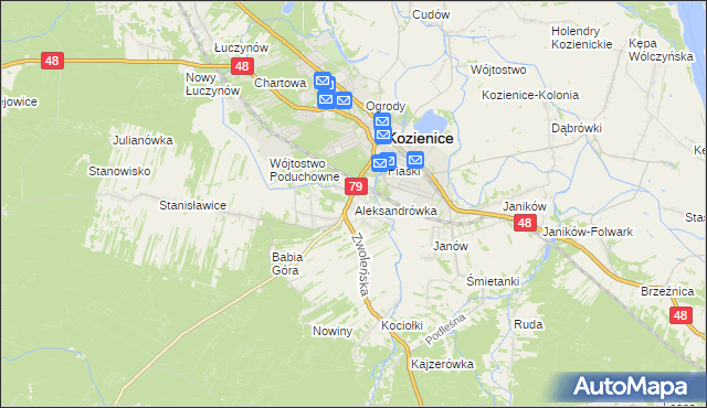mapa Aleksandrówka gmina Kozienice, Aleksandrówka gmina Kozienice na mapie Targeo