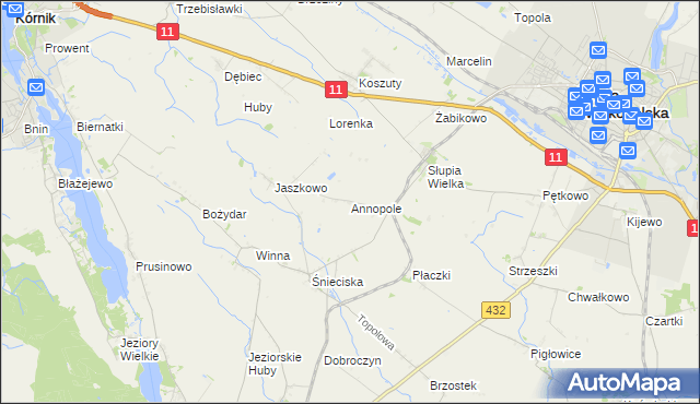 mapa Annopole gmina Środa Wielkopolska, Annopole gmina Środa Wielkopolska na mapie Targeo