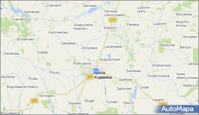 mapa Augustynowo gmina Izbica Kujawska, Augustynowo gmina Izbica Kujawska na mapie Targeo