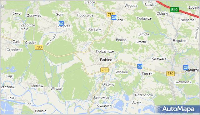 mapa Babice powiat chrzanowski, Babice powiat chrzanowski na mapie Targeo