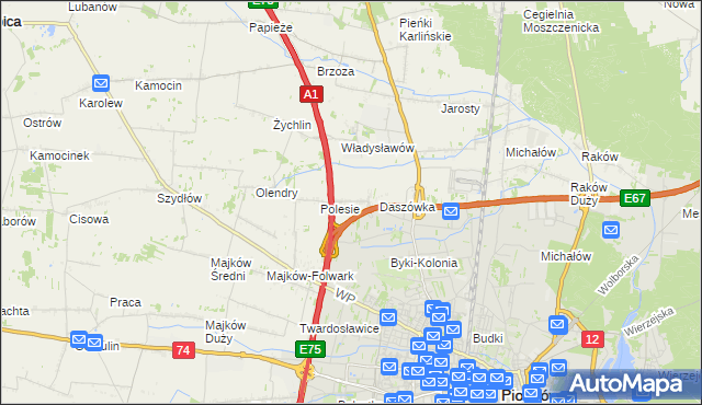 mapa Bąkowiec gmina Grabica, Bąkowiec gmina Grabica na mapie Targeo