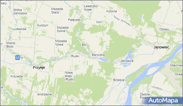 mapa Baryczka gmina Przyłęk, Baryczka gmina Przyłęk na mapie Targeo