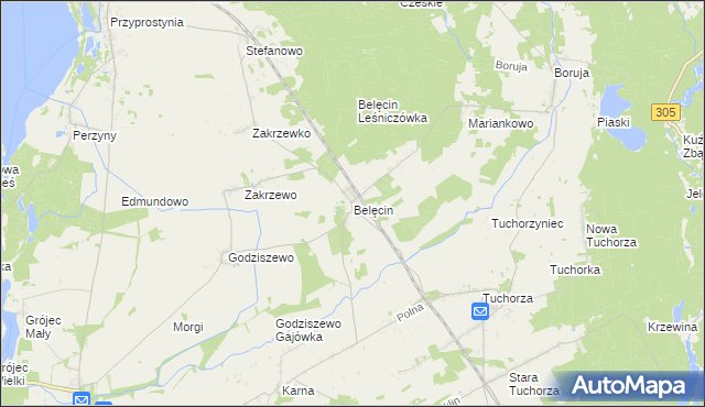 mapa Belęcin, Belęcin na mapie Targeo