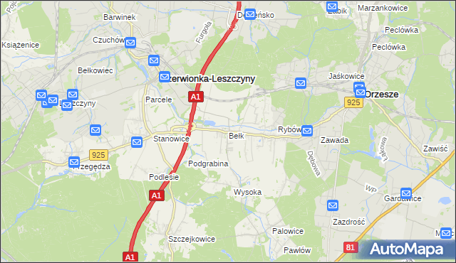 mapa Bełk gmina Czerwionka-Leszczyny, Bełk gmina Czerwionka-Leszczyny na mapie Targeo