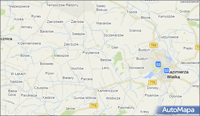 mapa Bełzów, Bełzów na mapie Targeo