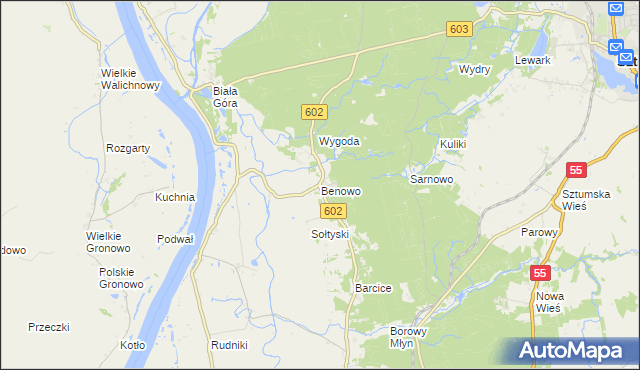 mapa Benowo, Benowo na mapie Targeo