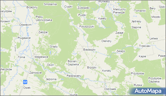 mapa Biadaszki gmina Galewice, Biadaszki gmina Galewice na mapie Targeo