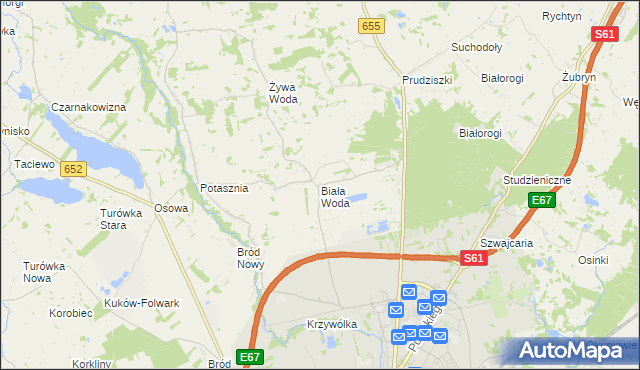 mapa Biała Woda gmina Suwałki, Biała Woda gmina Suwałki na mapie Targeo