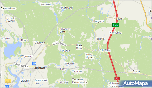 mapa Białe Błota gmina Jeżewo, Białe Błota gmina Jeżewo na mapie Targeo