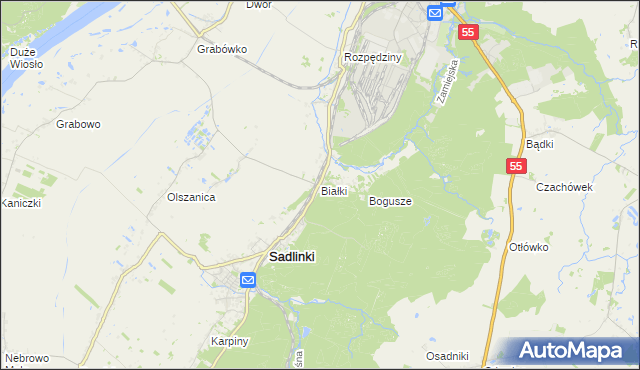 mapa Białki gmina Sadlinki, Białki gmina Sadlinki na mapie Targeo