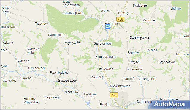 mapa Biedrzykowice, Biedrzykowice na mapie Targeo