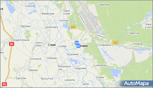 mapa Bierawa, Bierawa na mapie Targeo