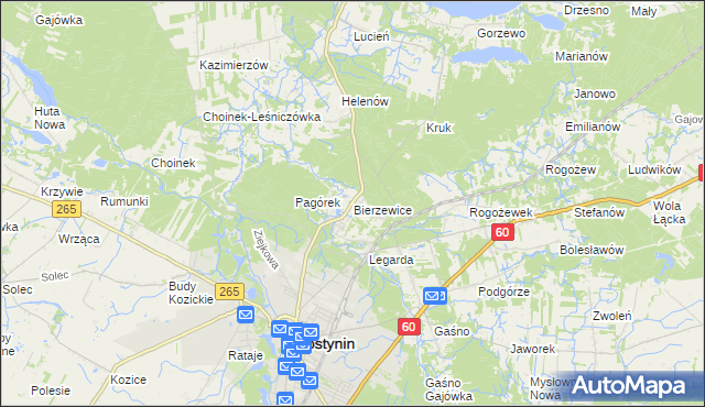 mapa Bierzewice, Bierzewice na mapie Targeo