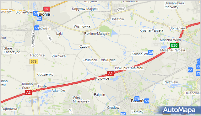 mapa Biskupice gmina Brwinów, Biskupice gmina Brwinów na mapie Targeo