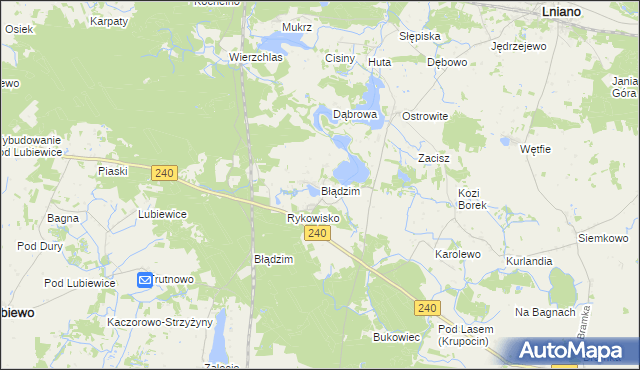 mapa Błądzim gmina Lniano, Błądzim gmina Lniano na mapie Targeo