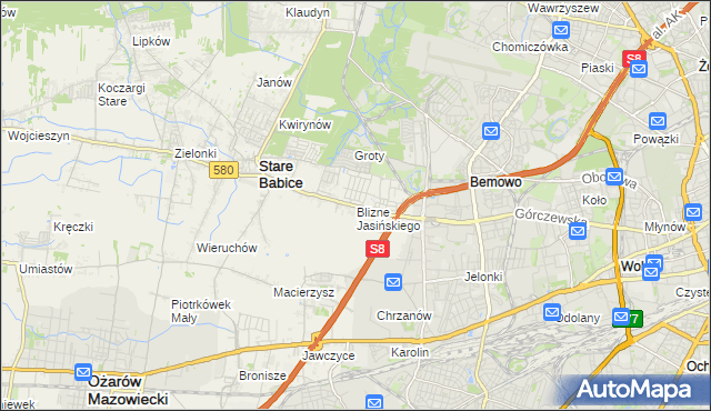 mapa Blizne Jasińskiego, Blizne Jasińskiego na mapie Targeo